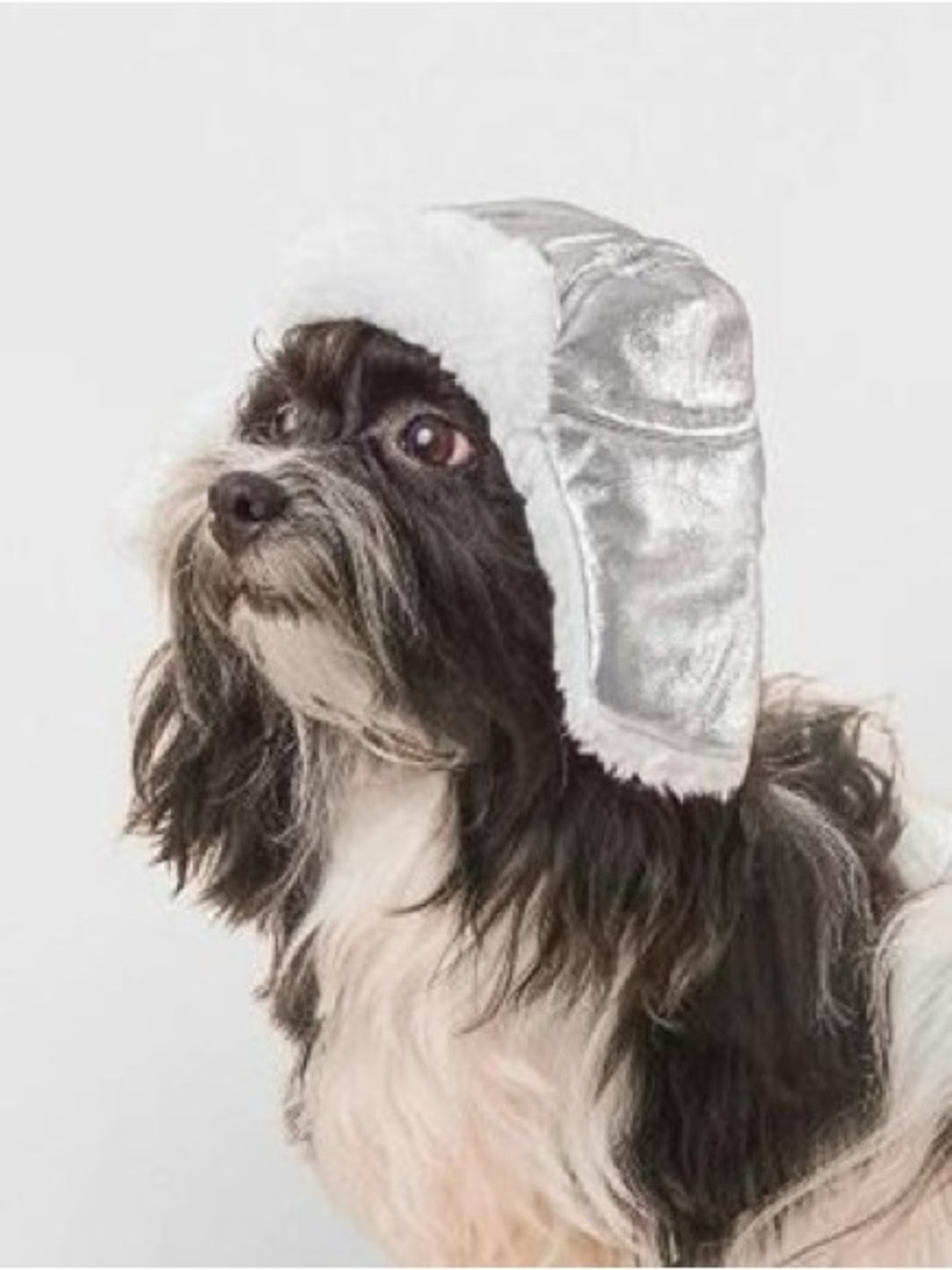 NWT Metallic silver BOOTS & BARKLEY DOG PET PUFFER TRAPPER HAT accessory floppy